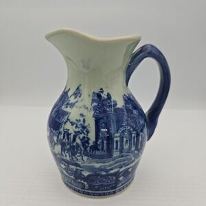 Vintage cobalt flow blue‎ ironstone 5 inch pitcher Victoria wear
